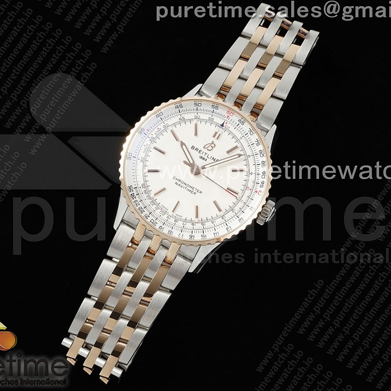 TF공장 브라이틀링 내비타이머 41미리 로즈골드콤비 화이트다이얼 브레이슬릿 Navitimer Automatic 41mm SS_RG TF 1_1 Best Edition White Dial on SS_RG Bracelet A2824