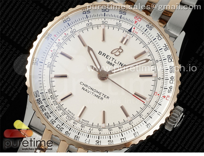 TF공장 브라이틀링 내비타이머 41미리 로즈골드콤비 화이트다이얼 브레이슬릿 Navitimer Automatic 41mm SS_RG TF 1_1 Best Edition White Dial on SS_RG Bracelet A2824