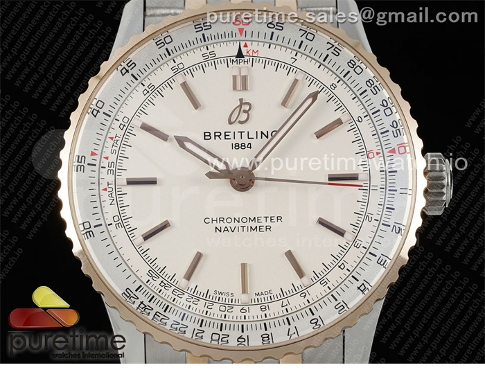 TF공장 브라이틀링 내비타이머 41미리 로즈골드콤비 화이트다이얼 브레이슬릿 Navitimer Automatic 41mm SS_RG TF 1_1 Best Edition White Dial on SS_RG Bracelet A2824