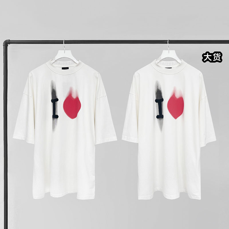 발렌시아가 I LOVE 프린티드 반팔 티셔츠