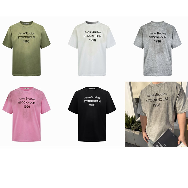 아크네 로고 프린트 코튼 반팔 티셔츠