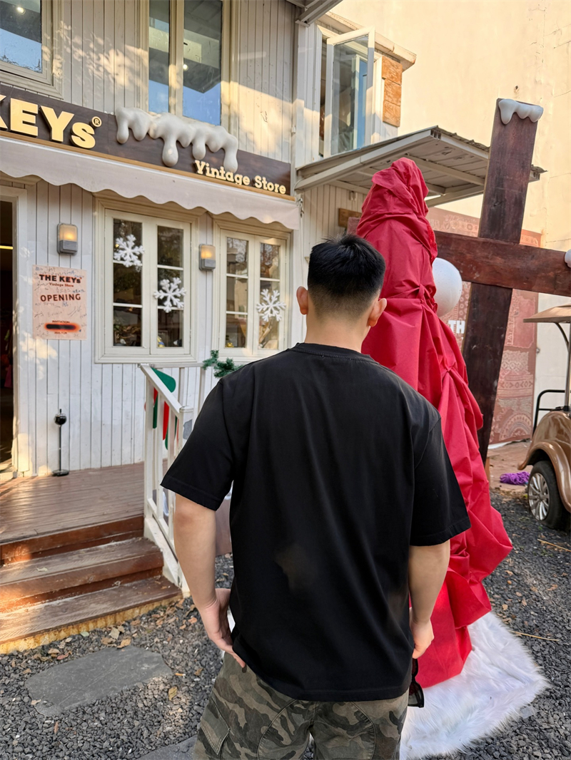 아크네 로고 프린트 코튼 반팔 티셔츠