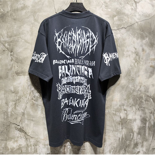 발렌시아가 DIY 메탈 프린트 오버핏 반팔 티셔츠