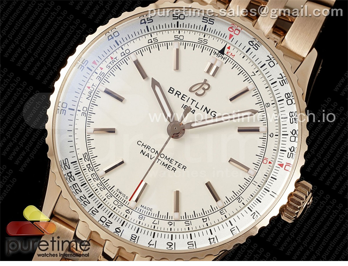 TF공장 브라이틀링 내비타이머 41미리 로즈골드금통 화이트다이얼 브레이슬릿 Navitimer Automatic 41mm RG TF 1_1 Best Edition White Dial on RG Bracelet A2824