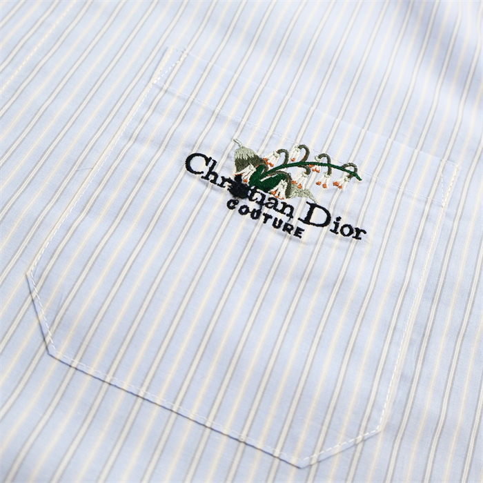 디올 Couture 꾸뛰르 은방울꽃 자수 스트라이프 반팔 셔츠