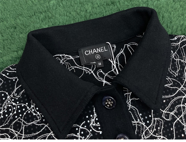 샤넬 글리터 코튼 폴로 셔츠