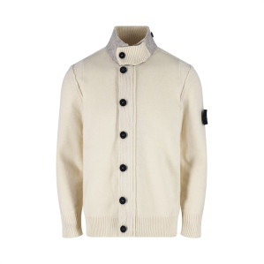 스톤아일랜드 와펜 하이넥 버튼 니트 스웨터