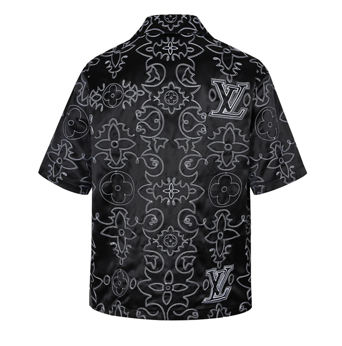 루이비통 LV 아라베스크 모노그램 프린트 슬리브드 실크 셔츠