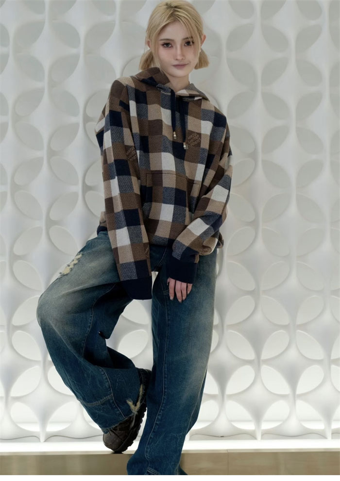 루이비통 다미에 캐시미어 앤 울 블렌드 후디