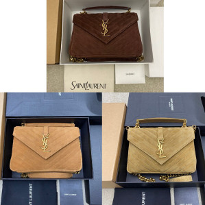 생로랑 컬리지 미디엄 스웨이드 숄더 백