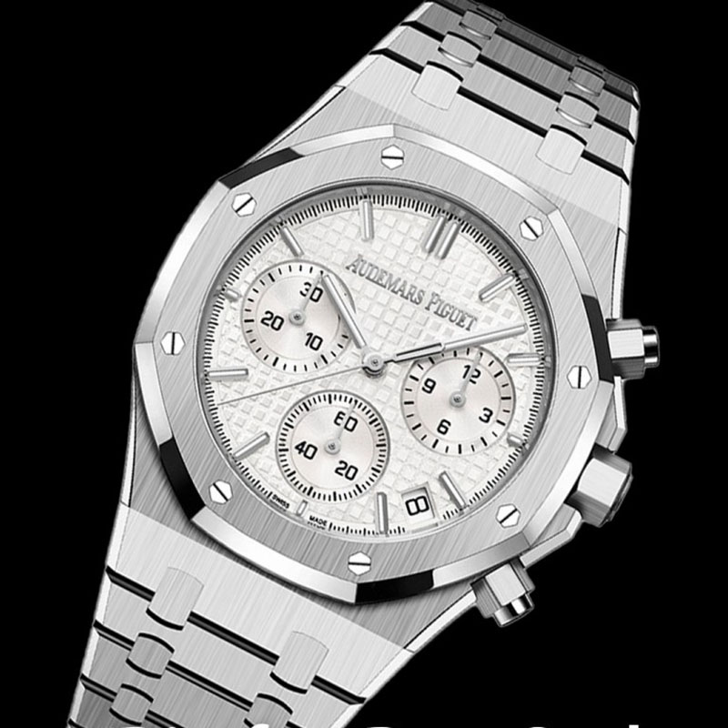 APS공장 오데마피게 로얄오크 크로노그래프 스틸 화이트다이얼 브레이슬릿 Royal Oak Chrono 26240 SS APSF 1_1 Best Edition Silver Dial on SS Bracelet SA4401 Super Clone