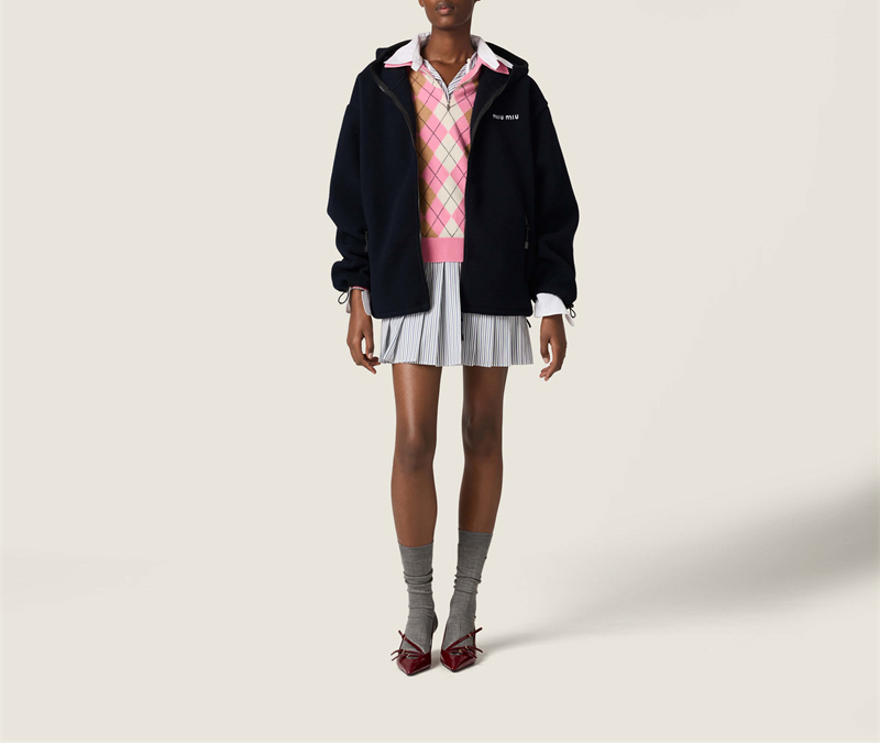미우미우 코튼 플리스 지퍼 후드