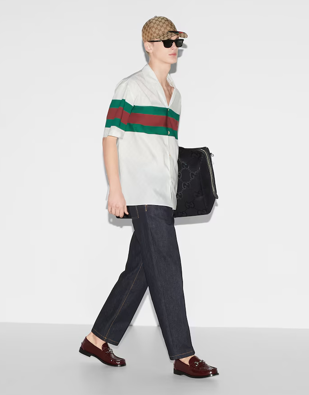 구찌 웹 디테일 GG 코튼 셔츠