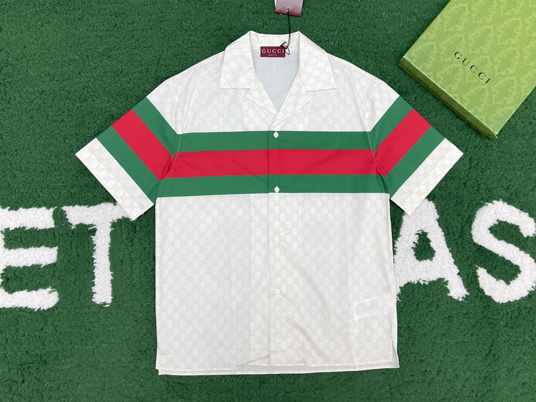 구찌 웹 디테일 GG 코튼 셔츠