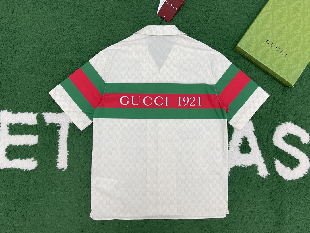 구찌 웹 디테일 GG 코튼 셔츠