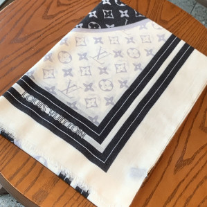 루이비통 모노그램 체크 캐시미어 스카프 화이트 블랙