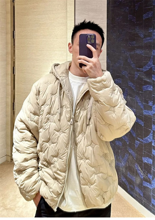 루이비통 모노그램 퀼티드 나일론 후드 블루종