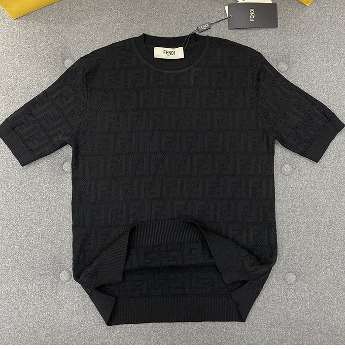 펜디 FF 로고 코튼 니트 반팔