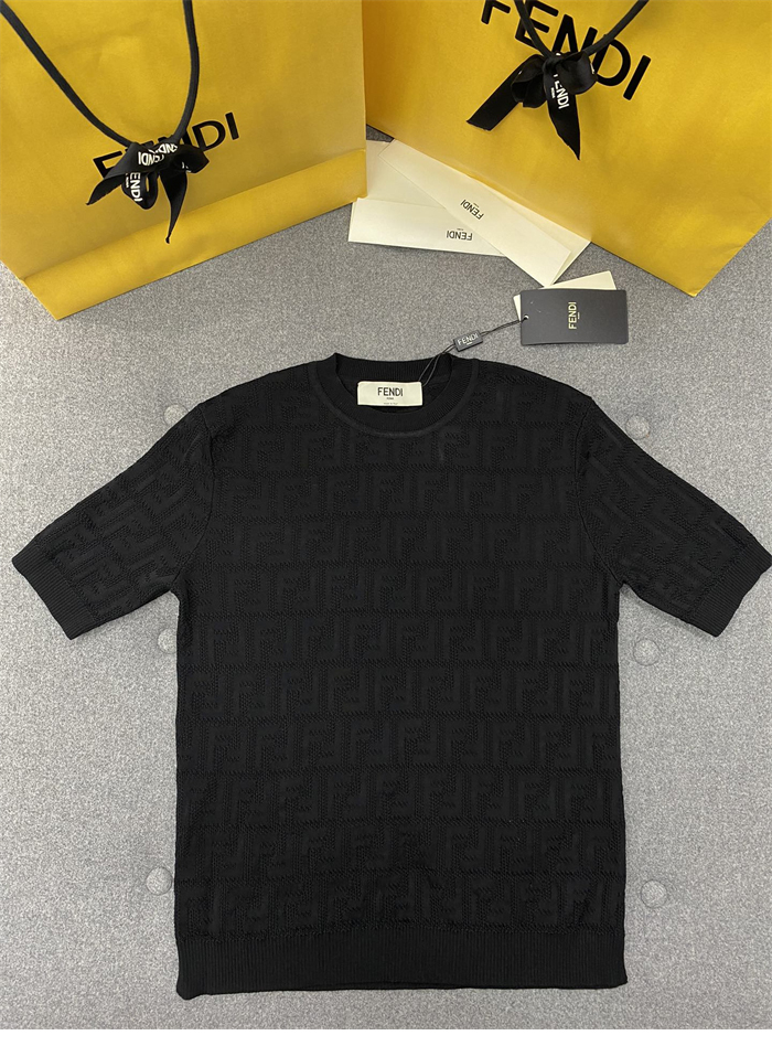 펜디 FF 로고 코튼 니트 반팔