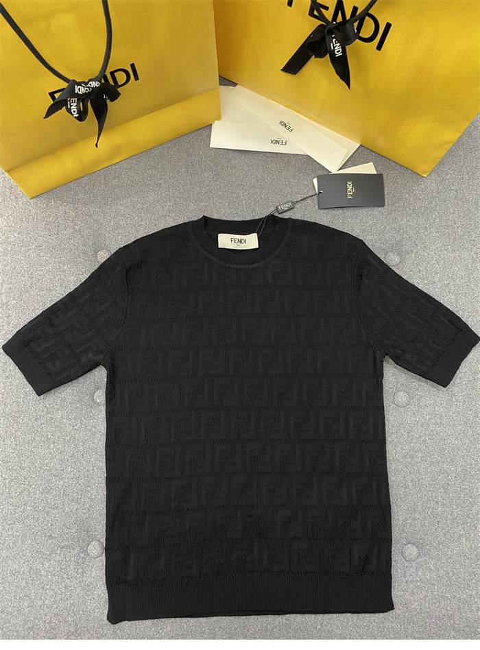 펜디 FF 로고 코튼 니트 반팔