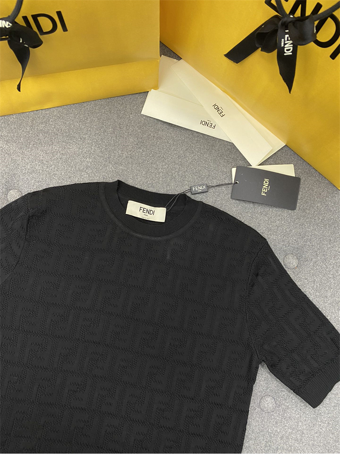 펜디 FF 로고 코튼 니트 반팔