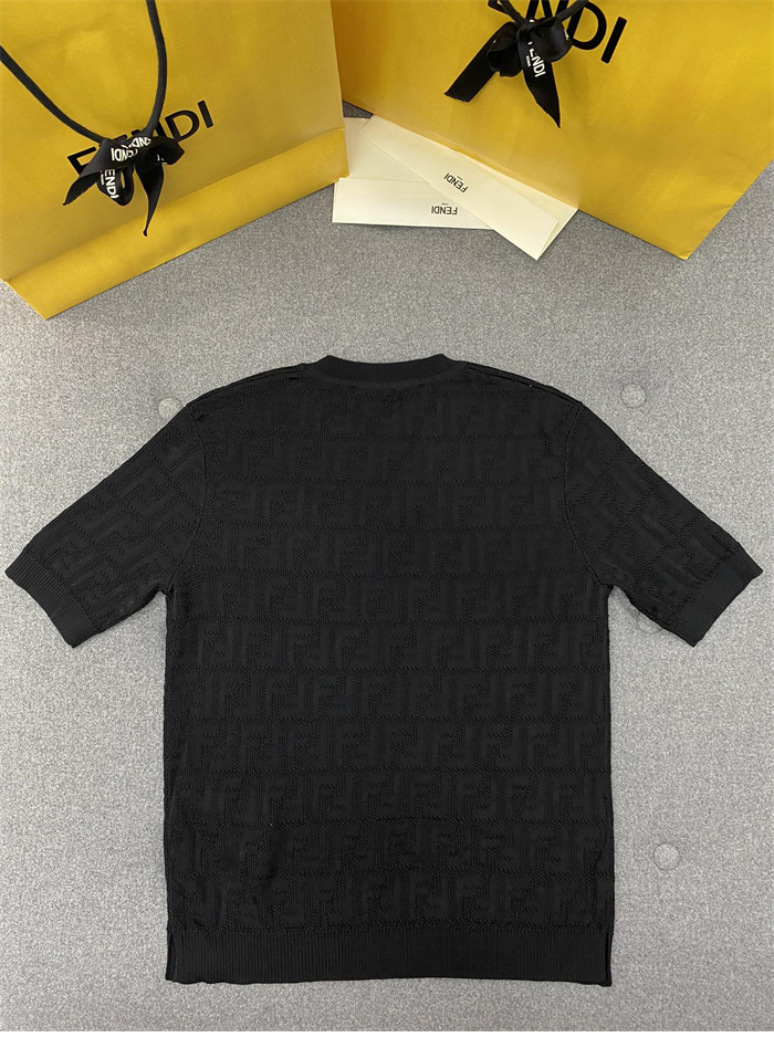 펜디 FF 로고 코튼 니트 반팔