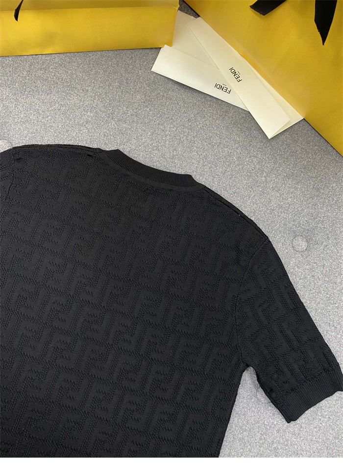 펜디 FF 로고 코튼 니트 반팔