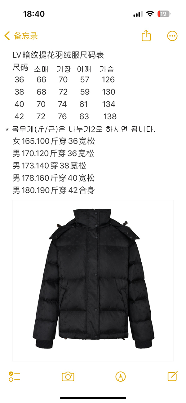 루이비통 24FW 모노그램 푸퍼 자켓