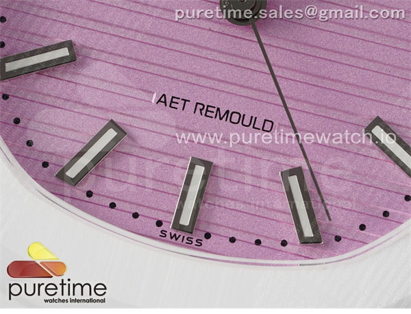 AMG공장 파텍필립 노틸러스 5711 화이트풀세라믹 핑크다이얼 화이트러버스트랩 AET Nautilus 5711 White Ceramic AMGF Best Edition Pink Dial on White Rubber Strap MIYOTA 9015