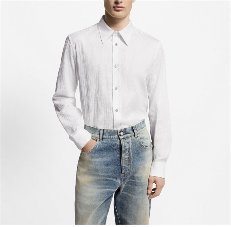 루이비통 모노그램 자카드 롱 슬리브드 코튼 셔츠