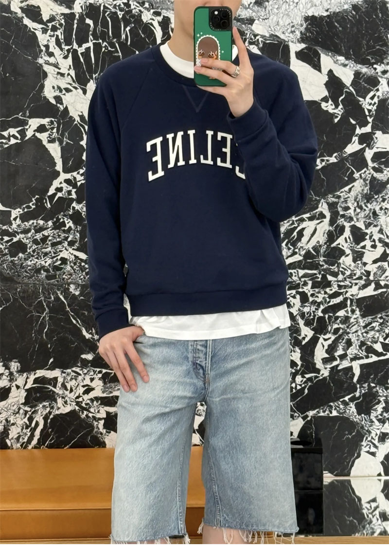 셀린느 로고 코튼 플리스 레귤러 스웨트셔츠 맨투맨