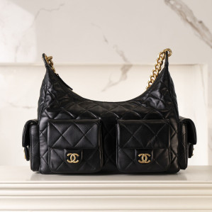 샤넬 25c 크루즈 호보 백 맥시 골드메탈 블랙