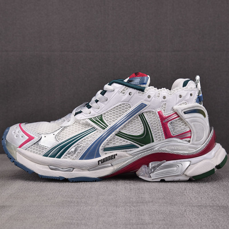 발렌시아가 러너 스니커즈 화이트/다크그린/블루/핑크