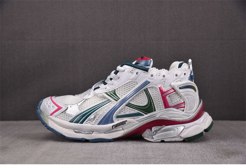 발렌시아가 러너 스니커즈 화이트/다크그린/블루/핑크