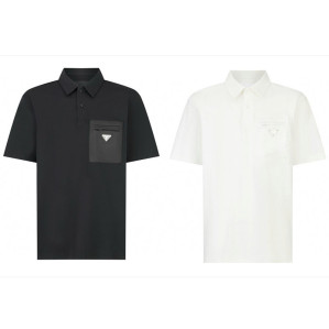 프라다 포켓 트라이앵글 로고 폴로 티셔츠
