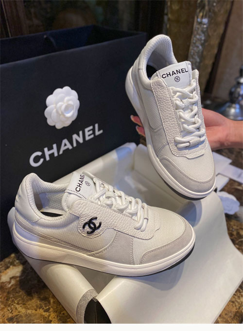 샤넬 22p CC 메쉬 패브릭 레더 스니커즈