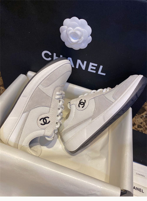 샤넬 22p CC 메쉬 패브릭 레더 스니커즈