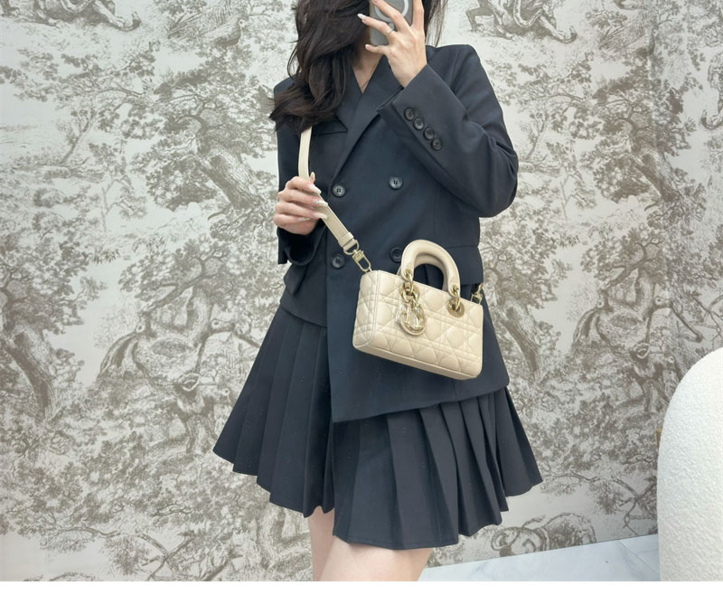 디올 레이디 D-조이 미니 백 베이지 까나쥬