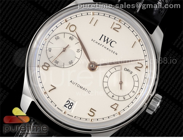 APS공장 IWC 포르투기저 오토메틱 스틸 화이트다이얼 블랙가죽스트랩 Portugieser Automatic 42mm SS APSF 1_1 Best Edition White Dial RG Marker on Black Leather Strap A52011