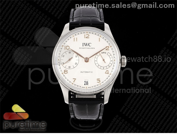 APS공장 IWC 포르투기저 오토메틱 스틸 화이트다이얼 블랙가죽스트랩 Portugieser Automatic 42mm SS APSF 1_1 Best Edition White Dial RG Marker on Black Leather Strap A52011