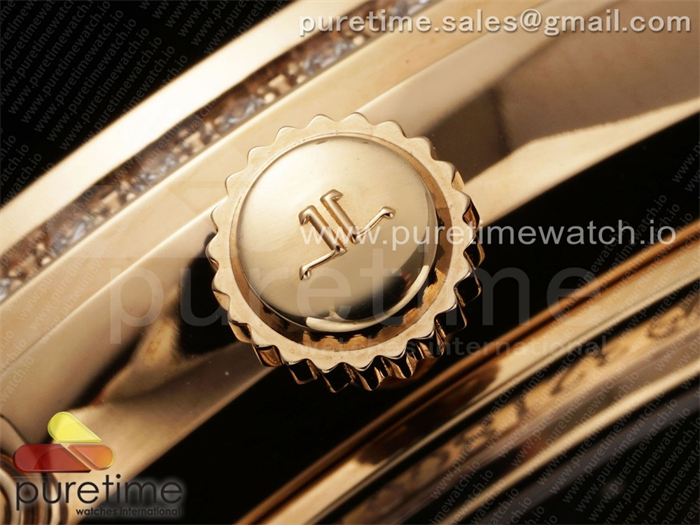 APS공장 예거르쿨트르 마스터 울트라씬 문페이즈 로즈골드금통 보석베젤 화이트다이얼 브라운가죽스트랩 Master Ultra Thin Moon RG APSF 1_1 Best Edition White Dial Diamonds Bezel on Brown Leather Strap SA925 Super Clone