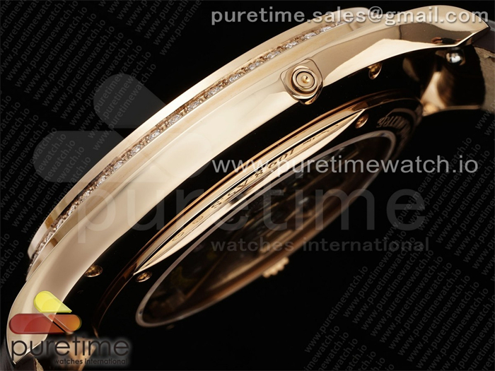 APS공장 예거르쿨트르 마스터 울트라씬 문페이즈 로즈골드금통 보석베젤 화이트다이얼 브라운가죽스트랩 Master Ultra Thin Moon RG APSF 1_1 Best Edition White Dial Diamonds Bezel on Brown Leather Strap SA925 Super Clone