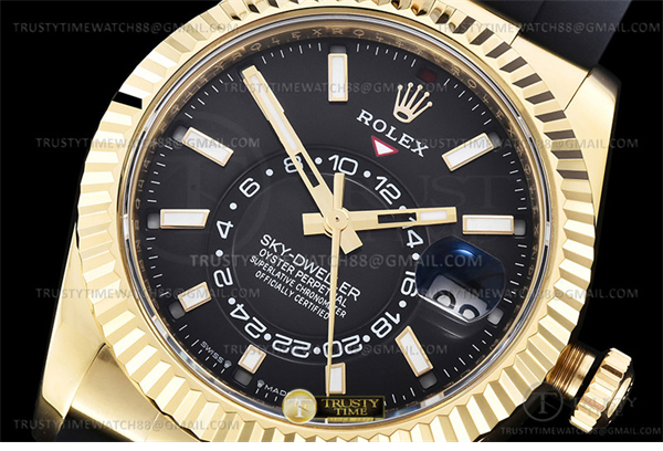 ZF공장 롤렉스 스카이드웰러 옐로우골드금통 블랙다이얼 러버스트랩 텅스텐 Skydweller 336238 YG_RU Black ZF V2 Asia 2824