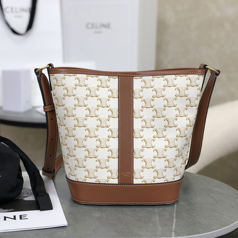 셀린느 스몰 버킷백 트리옹프 캔버스 화이트 191442