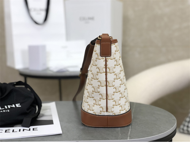 셀린느 스몰 버킷백 트리옹프 캔버스 화이트 191442