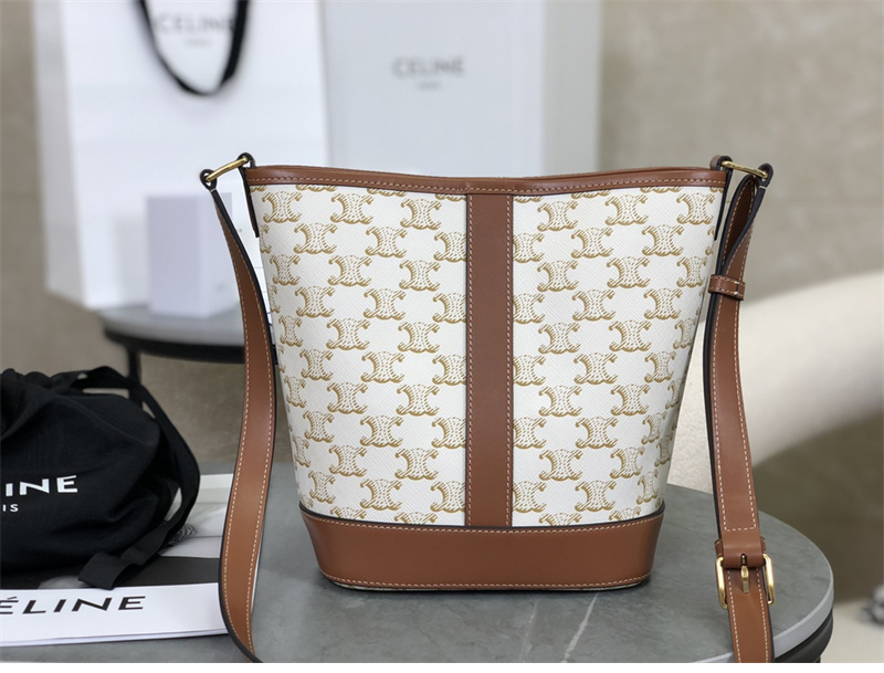 셀린느 스몰 버킷백 트리옹프 캔버스 화이트 191442