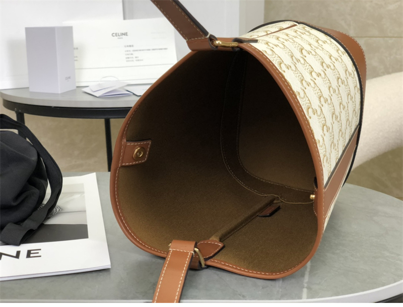 셀린느 스몰 버킷백 트리옹프 캔버스 화이트 191442