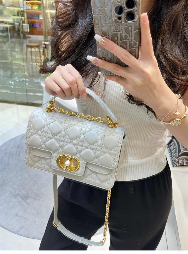 디올 졸리 스몰 탑 핸들백 그레이 까나쥬