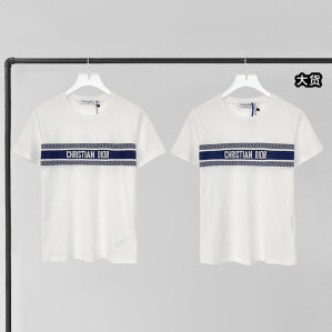 디올 콘트라스트 밴드 코튼 저지 반팔 티셔츠