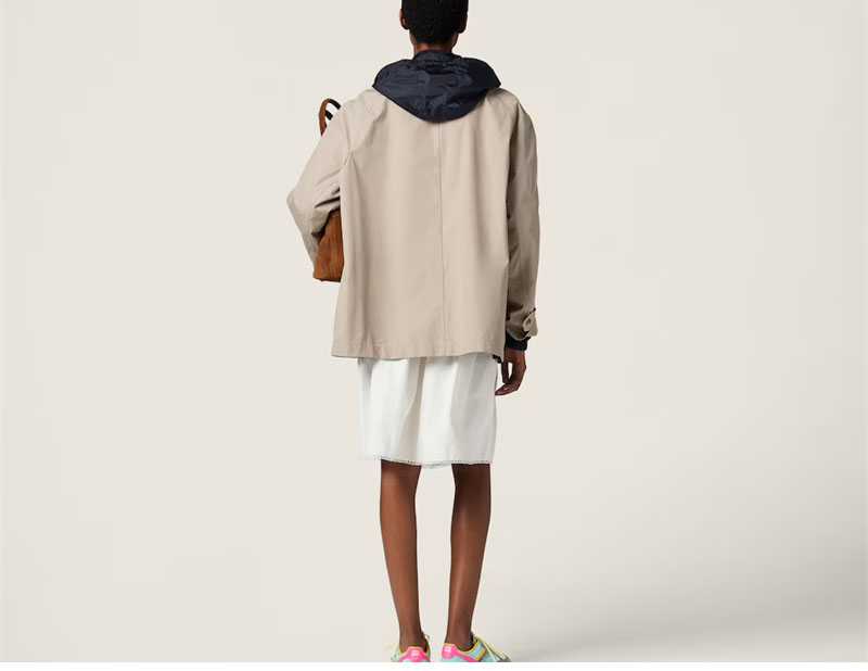 미우미우 파나마 코튼 테크니컬 퐁제 블루종 자켓